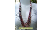 Pinky Glass Beaded mix Pearls and Shells Necklaces Layered